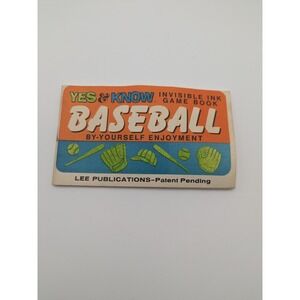 Vintage Yes & Know Invisible Ink Baseball Game Book Lee Publications Printed USA